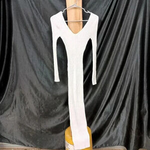 Long sleeve fashion Nova white floor length dress size extra small